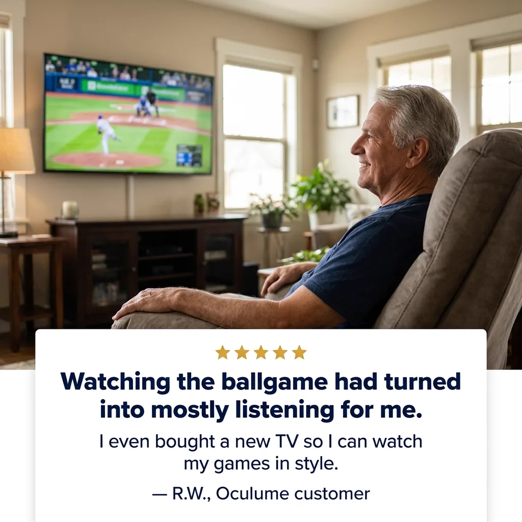 &ldquo;Watching the ballgame had turned into mostly listening for me.&rdquo; Now: &ldquo;I even bought a new TV so I can watch my games in style.&rdquo; &mdash; Oculume customer.